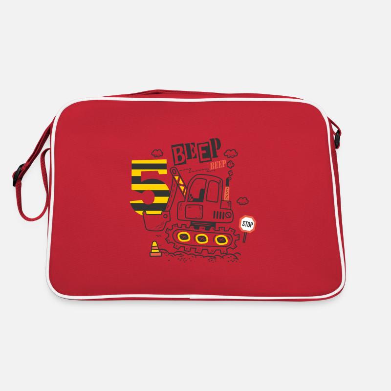 Geburtstag 5 Jahre Junge Bagger Baustelle Retro Tasche