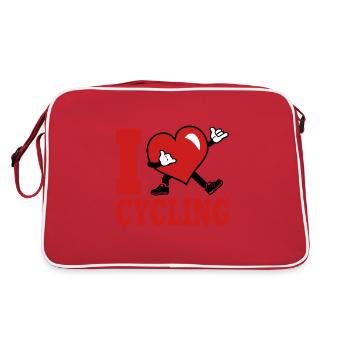 Ich liebe Radfahren, Radfahren, Radfahren, Radfahren - Retro Tasche - Rot/Weiß - Hinten