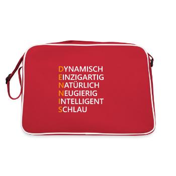 Dennis Name Geschenk - Retro Tasche - Rot/Weiß - Hinten