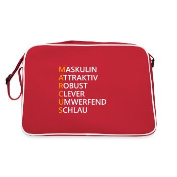 Marcus Name Geschenk - Retro Tasche - Rot/Weiß - Hinten