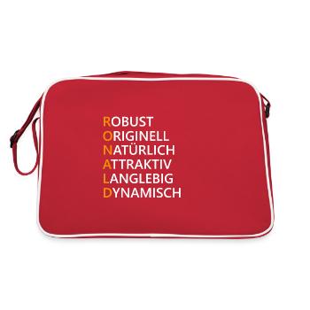 Ronald Name Geschenk - Retro Tasche - Rot/Weiß - Hinten