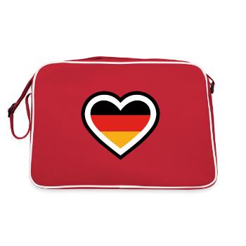 Deutsche Sport Mannschaften - Herz mit Weiß - Retro Tasche - Rot/Weiß - Hinten