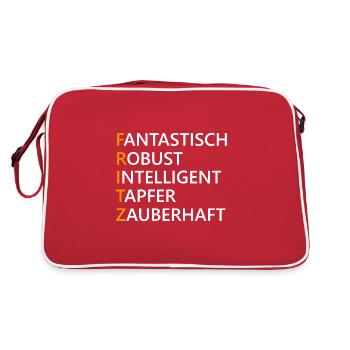 Fritz Name Geschenk - Retro Tasche - Rot/Weiß - Hinten