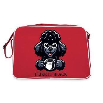 Pudel Kaffee "I like it black" Design - Retro Tasche - Rot/Weiß - Hinten