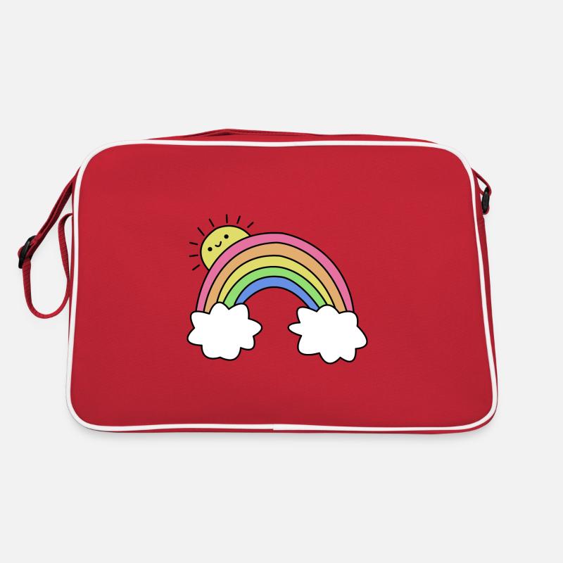 Sun with rainbow and clouds Retro Bag