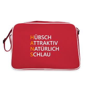 Hans Name Geschenk - Retro Tasche - Rot/Weiß - Hinten
