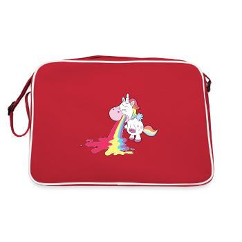 La licorne vomit l’arc-en-ciel Personnalisation - Sac Retro - rouge/blanc - Dos