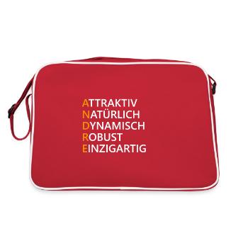 Andre Name Geschenk - Retro Tasche - Rot/Weiß - Hinten