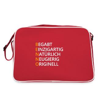 Benno Name Geschenk - Retro Tasche - Rot/Weiß - Hinten
