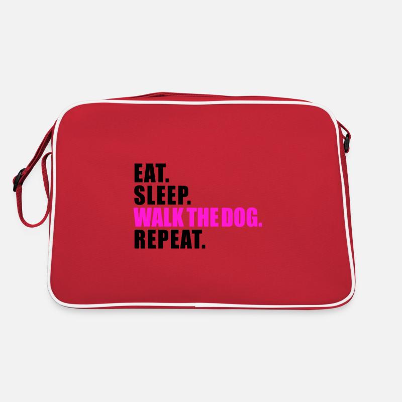 EAT SLEEP WALK THE DOG REPEAT GESCHENK HUND GASSI Retro Tasche
