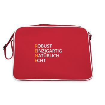 Rene Name Geschenk - Retro Tasche - Rot/Weiß - Hinten