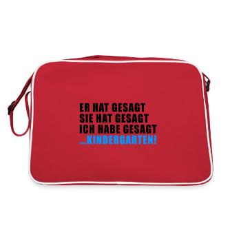 LÄSTERN TRATSCH RUMOR GESCHENK HUMOR GERÜCHT DRAMA - Retro Tasche - Rot/Weiß - Hinten