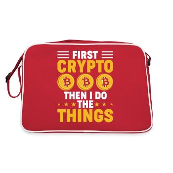 First crypto then do the things - Sac Retro - rouge/blanc - Dos