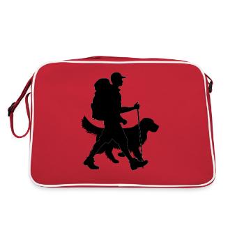 Hiking, climbing, climb, walking, mountain, hike, - Retro Tasche - Rot/Weiß - Hinten