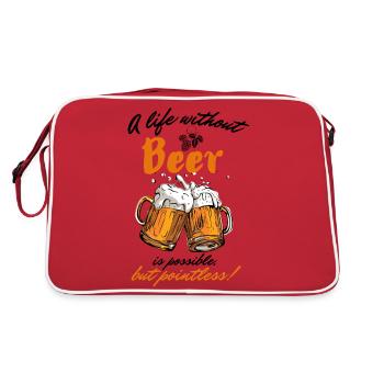 A life without beer is possible but pointless-narrow. - Retro Bag - red/white - Back