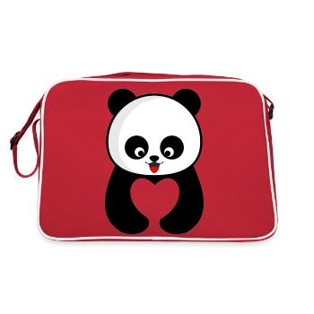 Panda - Retro Tasche - Rot/Weiß - Hinten