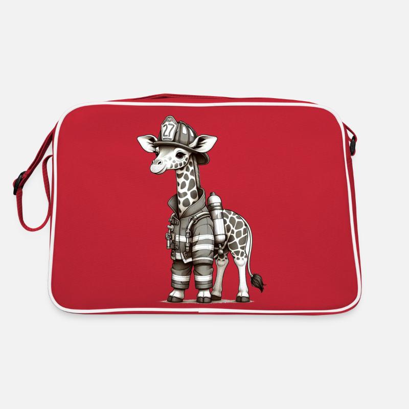 Cute Giraffe Firefighter Retro Tasche