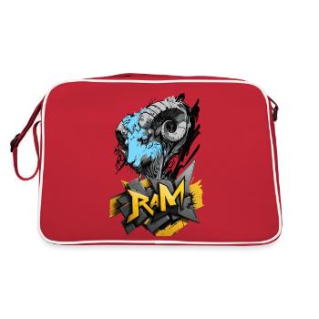 Widder, Widder-Zeichen - Retro Tasche - Rot/Weiß - Hinten