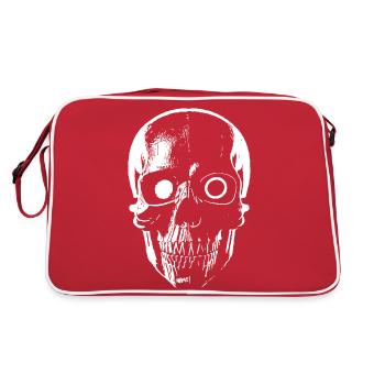 Sci-Fi Cyborg Skull - Retro Tasche - Rot/Weiß - Hinten