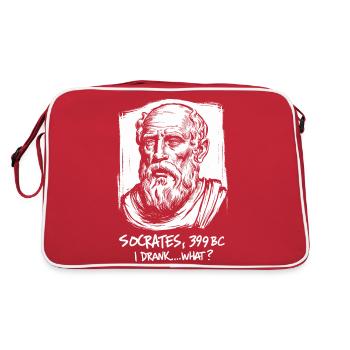 Sokrates-Witz für Philosophie-Fans - Retro Tasche - Rot/Weiß - Hinten