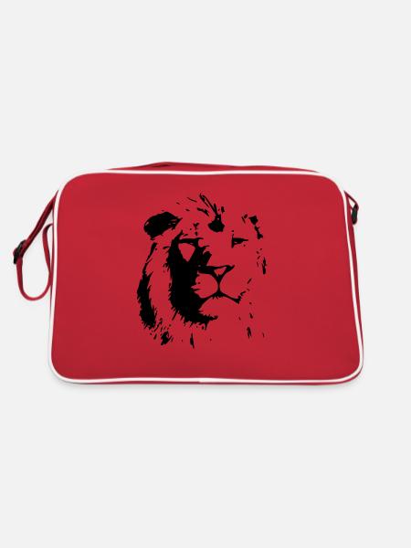 Löwe - Retro Tasche - Rot/Weiß - Hinten