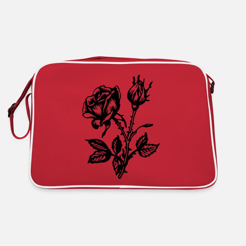 Rose Blume - Retro Tasche - Rot/Weiß