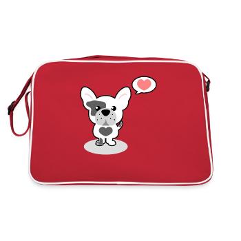 French Bulldog - Retro Bag - red/white - Back