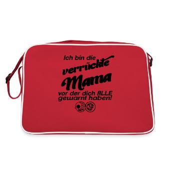Ich bin die verrückte Mama vor der dich alle... - Retro Tasche - Rot/Weiß - Hinten