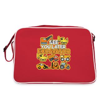 Excavator Construction Site Construction Worker Construction Truck I Gift - Retro Bag - red/white - Back