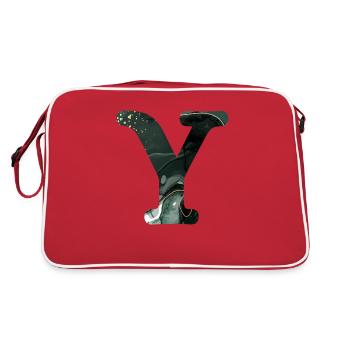 Green marbled letter y - Retro Bag - red/white - Back