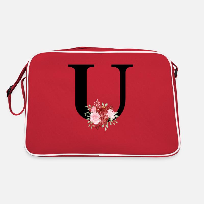 Roter floraler U-Buchstabe Retro Tasche