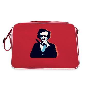 Edgar Allan Poe Thinking - Retro Bag - red/white - Back