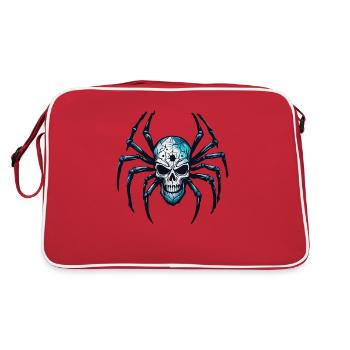 Spinne / Netz / Haustier / Kriechtier / Achtbeiner - Retro Tasche - Rot/Weiß - Hinten