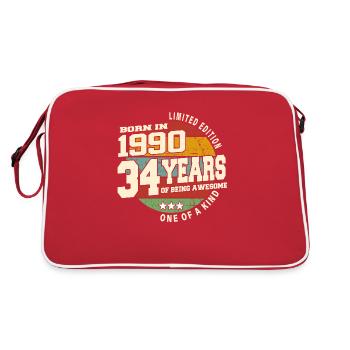 1990 Vintage Retro Classique 34 ans - Sac Retro - rouge/blanc - Dos