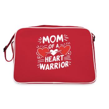 Stolze Mama eines Herz-Kämpfers - Retro Tasche - Rot/Weiß - Hinten