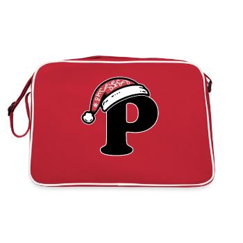 Letter P with Santa hat - Retro Bag - red/white - Back