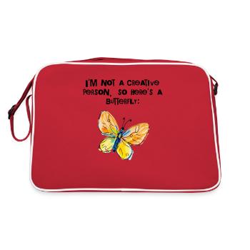 I'm Not Creative – Hier, ein Schmetterling - Retro Tasche - Rot/Weiß - Hinten