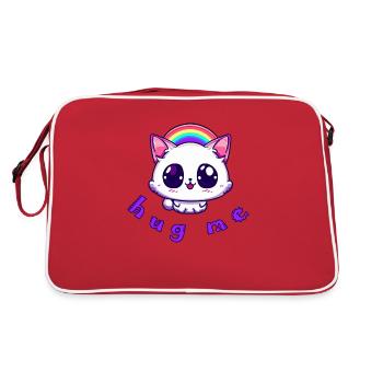 cat hug me - Retro Bag - red/white - Back