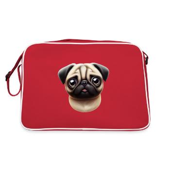 Kunstwerk im Mops-Stil - Retro Tasche - Rot/Weiß - Hinten