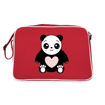 Coeur Panda Ours Cadeaux Saint-Valentin Saint-Valentin - Sac Retro - rouge/blanc - Dos