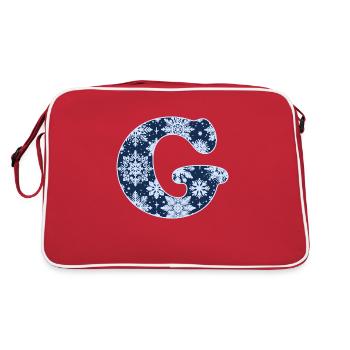 Buchstabe G Schneeflocken - Retro Tasche - Rot/Weiß - Hinten