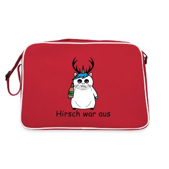 Hirsch war aus - Retro Tasche - Rot/Weiß - Hinten