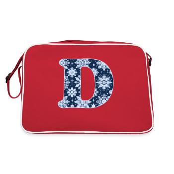 Letter D Snowflakes - Retro Bag - red/white - Back