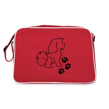 Chien animal de compagnie empreinte de pattes - Sac Retro - rouge/blanc - Dos