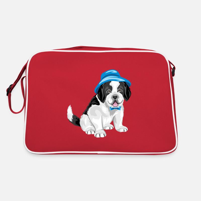 Mignon chiot Saint Bernard en chapeau panama Sac Retro