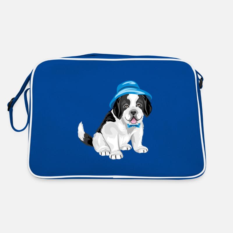 Mignon chiot Saint Bernard en chapeau panama Sac Retro