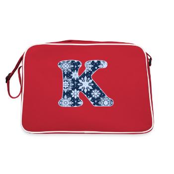 Letter K Snowflakes - Retro Bag - red/white - Back