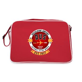 DUS Düsseldorf Airport - Vintage Design - Retro Tasche - Rot/Weiß - Hinten
