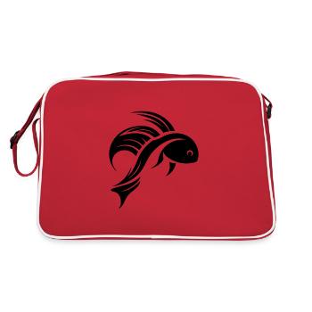 Tatouage de portrait de poisson de combat - Sac Retro - rouge/blanc - Dos