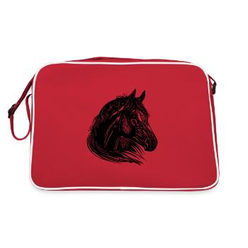 Mares Horses Portrait with Fantastically Beautiful Mane - Retro Bag - red/white - Back